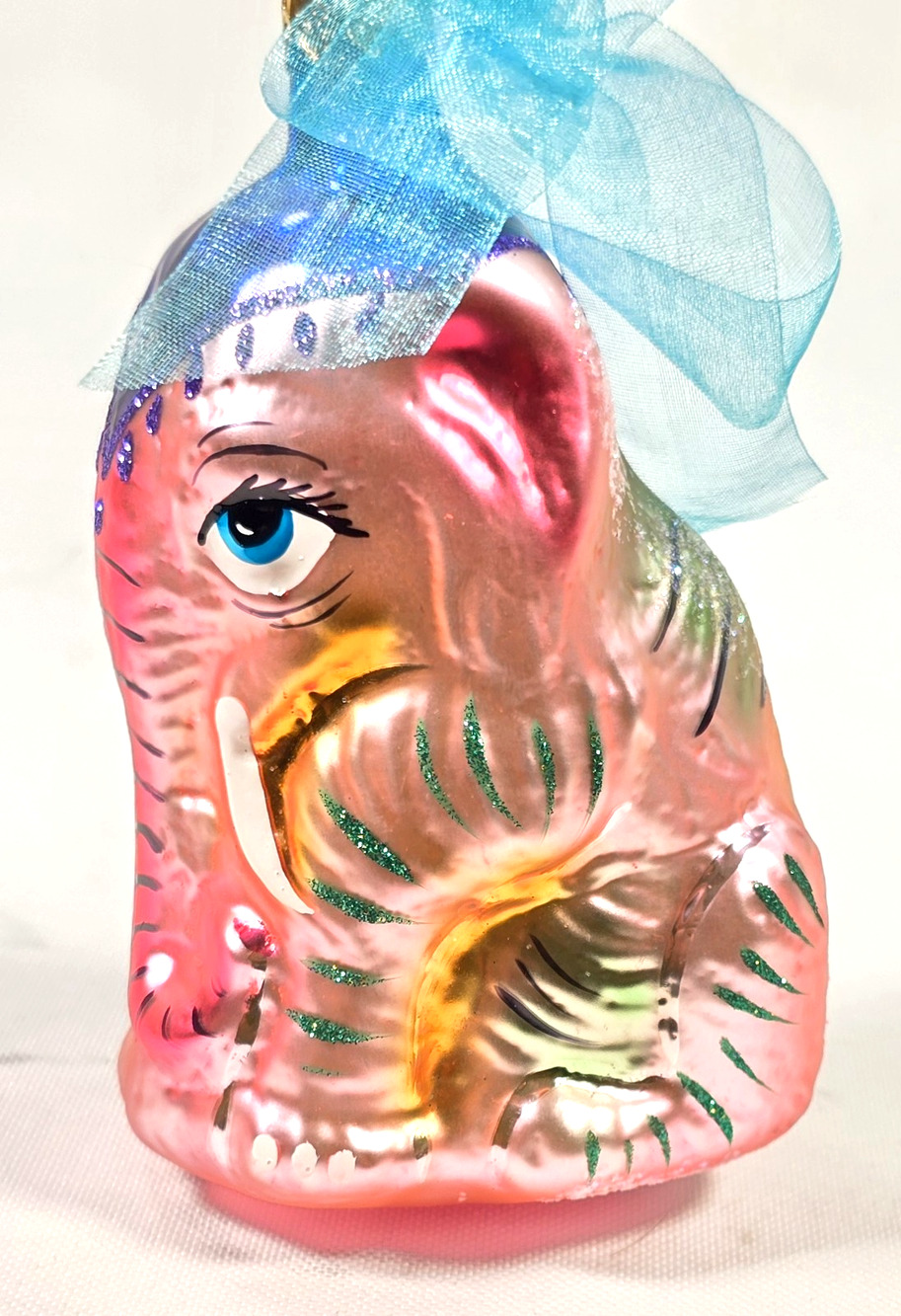 Christopher Radko SHY ELEPHANT (AIDS Cancer Starlight) 1996 Pink Ornament